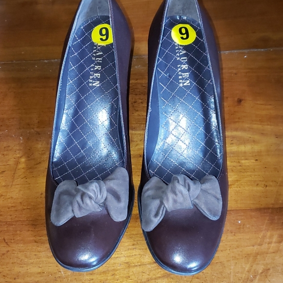 NWT Lauren Ralph Lauren Brown Bow Heels size 9 - Picture 2 of 6